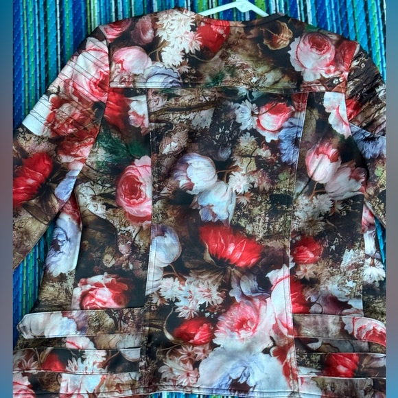 Floral Moto Jacket by TOV Sz 38 scuba flower statement jacket - Picture 8 of 14